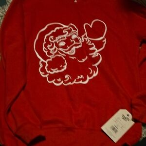 Festive Red Crewneck Sweater with Santa Design